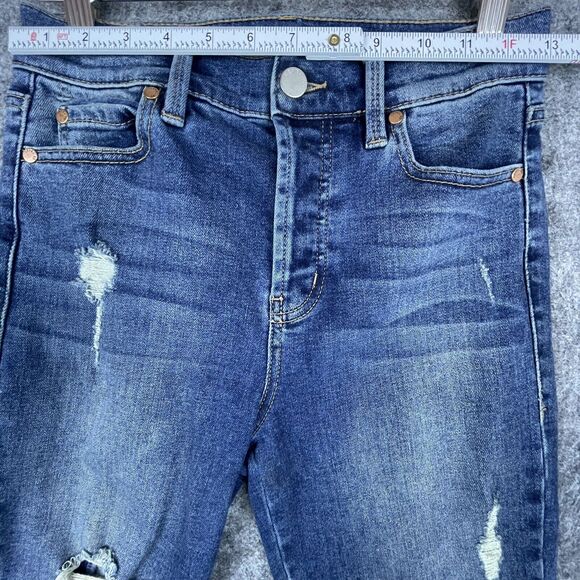 Level 99 Jeans Women 26 Straight Slim Thrashed Ripped Button Fly Anthropologie - Picture 7 of 7